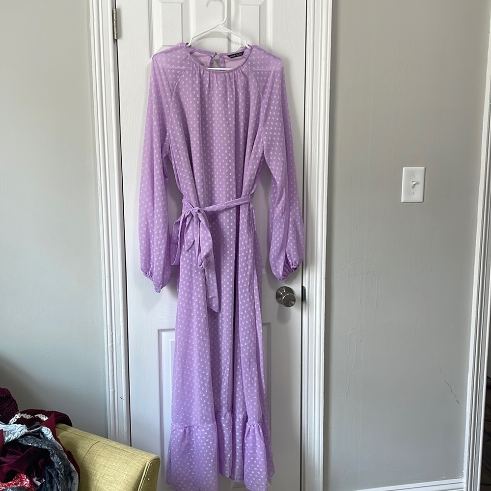 🌿 SHEIN Lavender Swiss Dot Maxi Dress - XXL